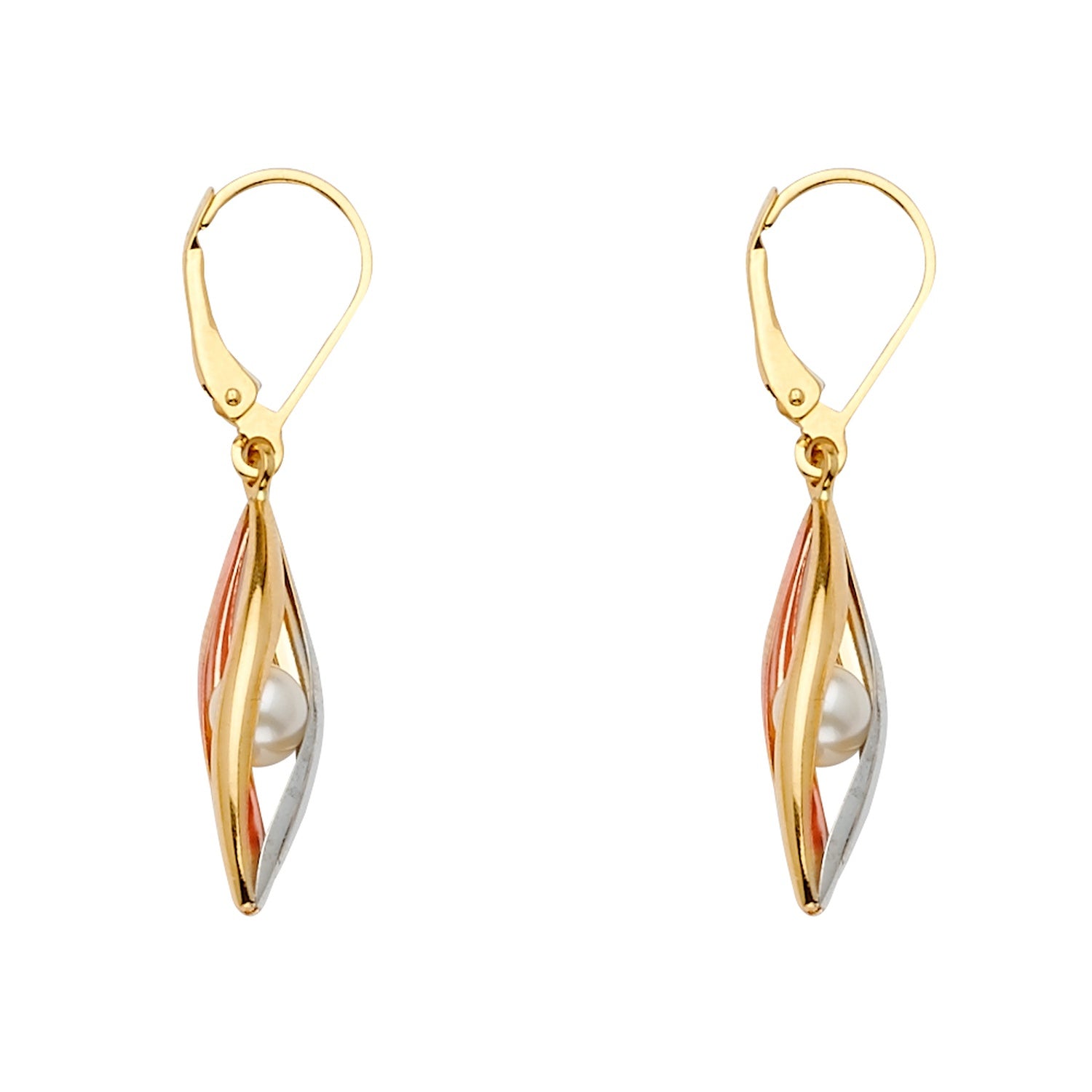 14K 3C Tear Drop type Earring w/Pearl