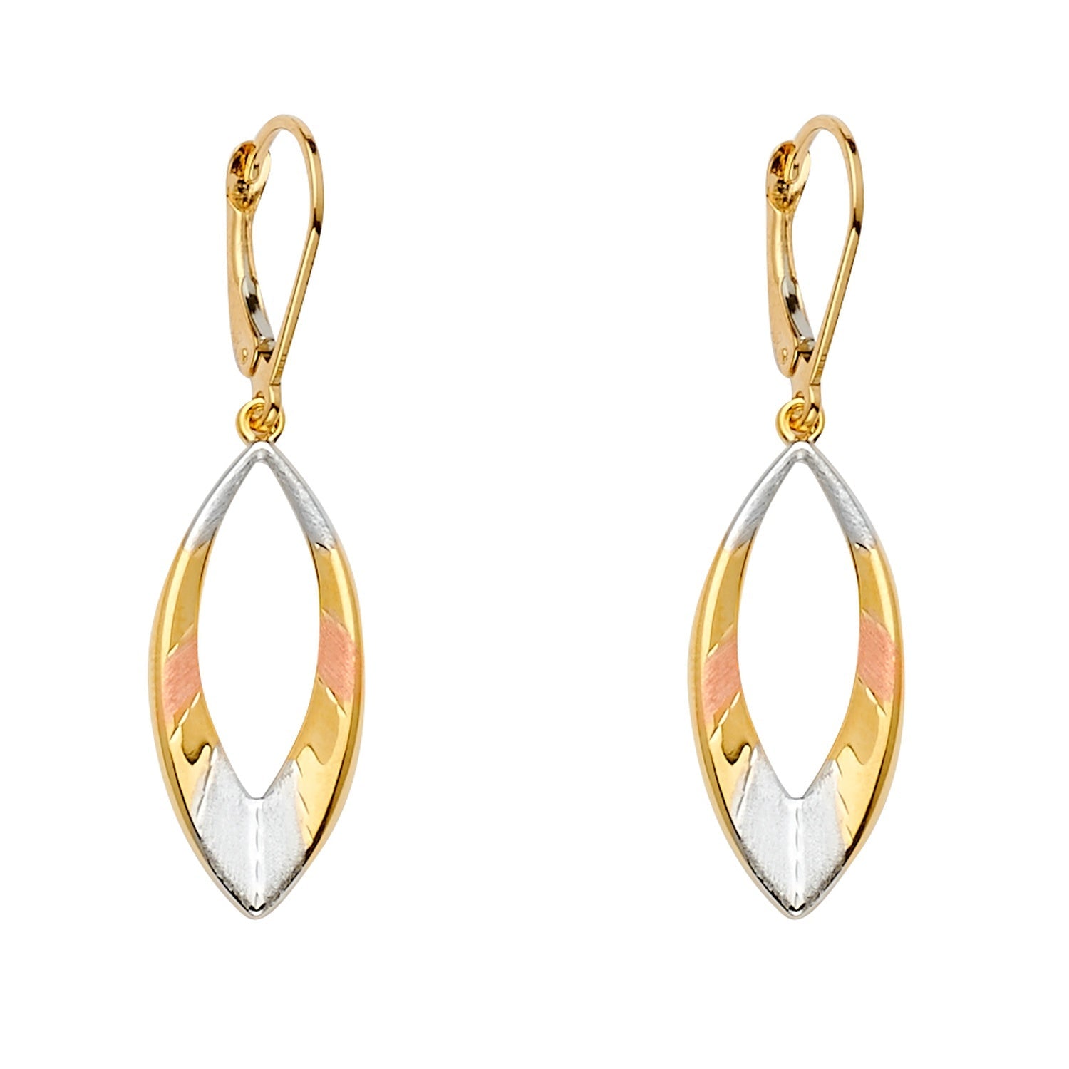 14K 3C Oval Dangling Earring
