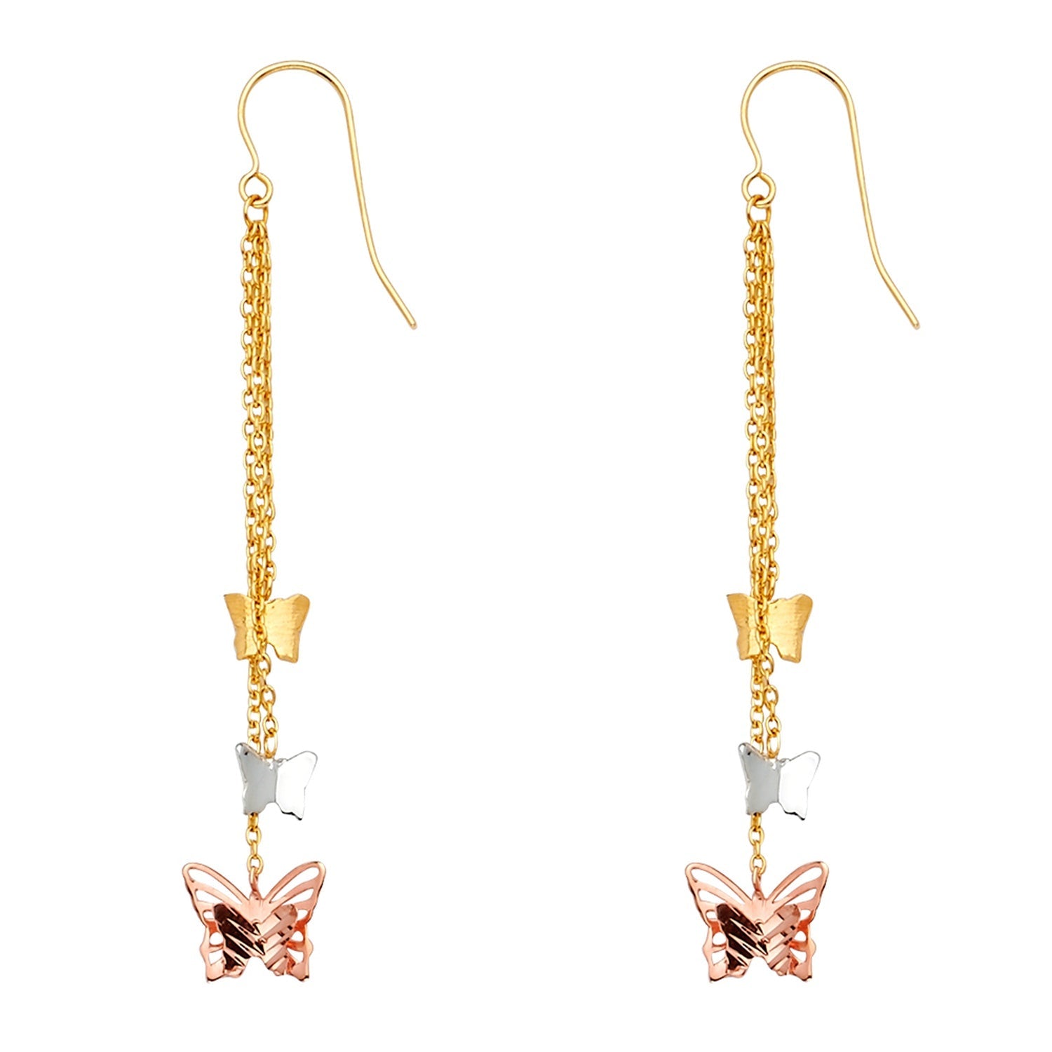 14K 3C 3Butterflies Hanging Earring