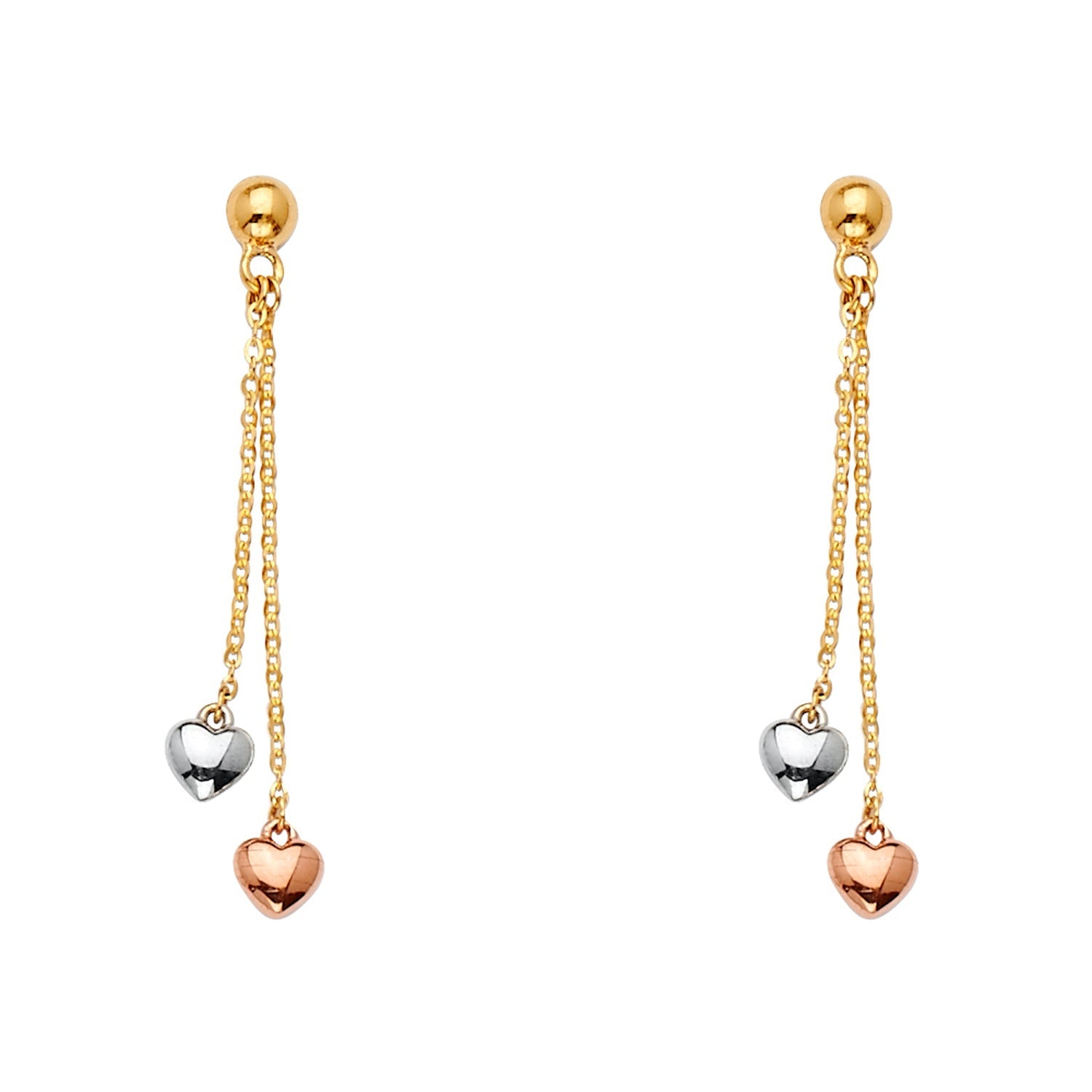 14K 3C 2Hearts Hanging Earring