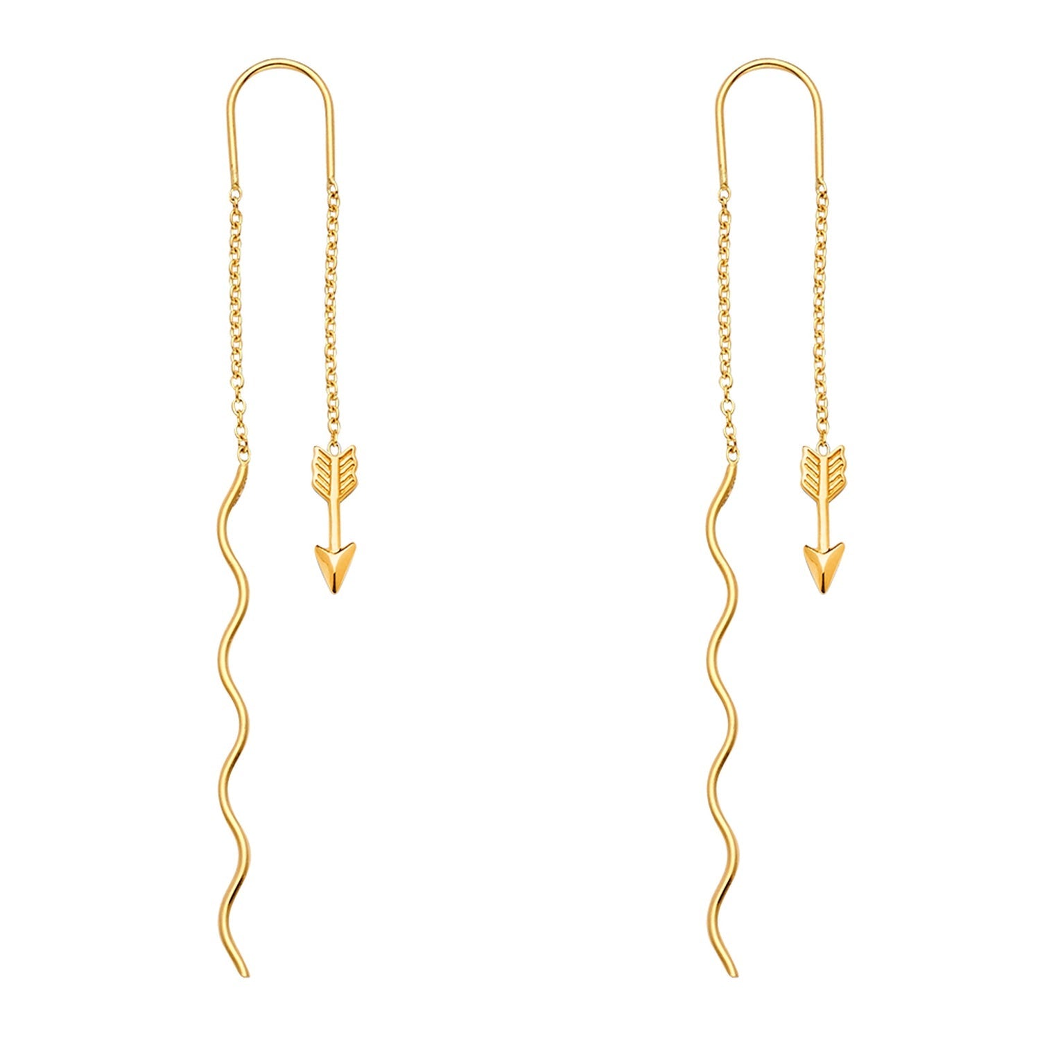 14KY Arrow Front & Back Dangle Earring