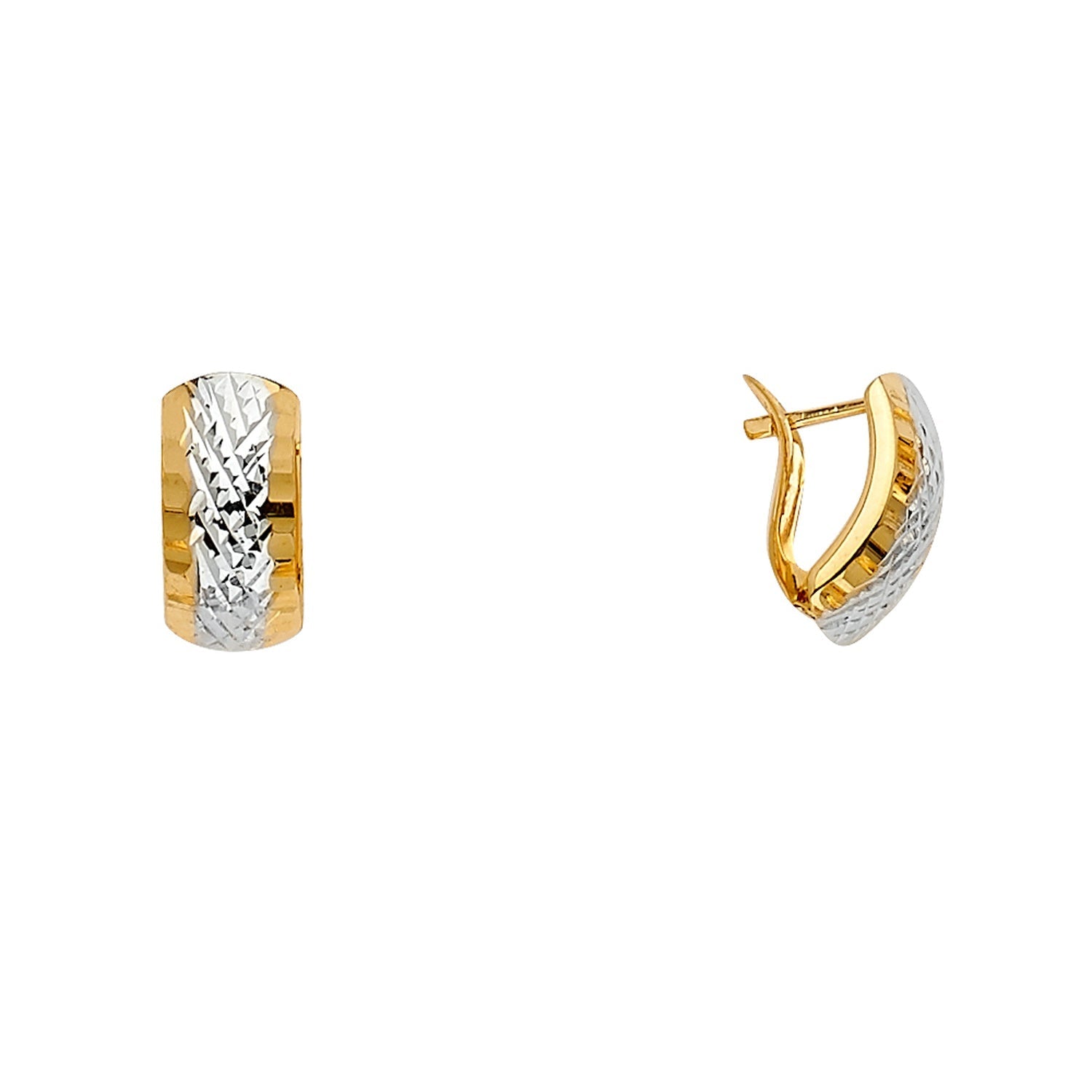 14K 2Tone Half Huggies w/Push back