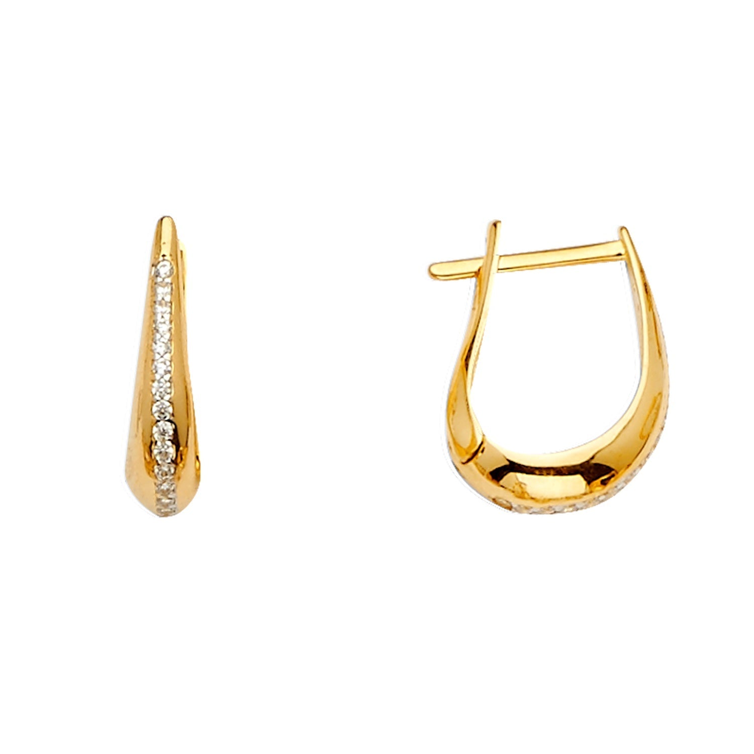 14KY CZ Channel Tear Drop Earring