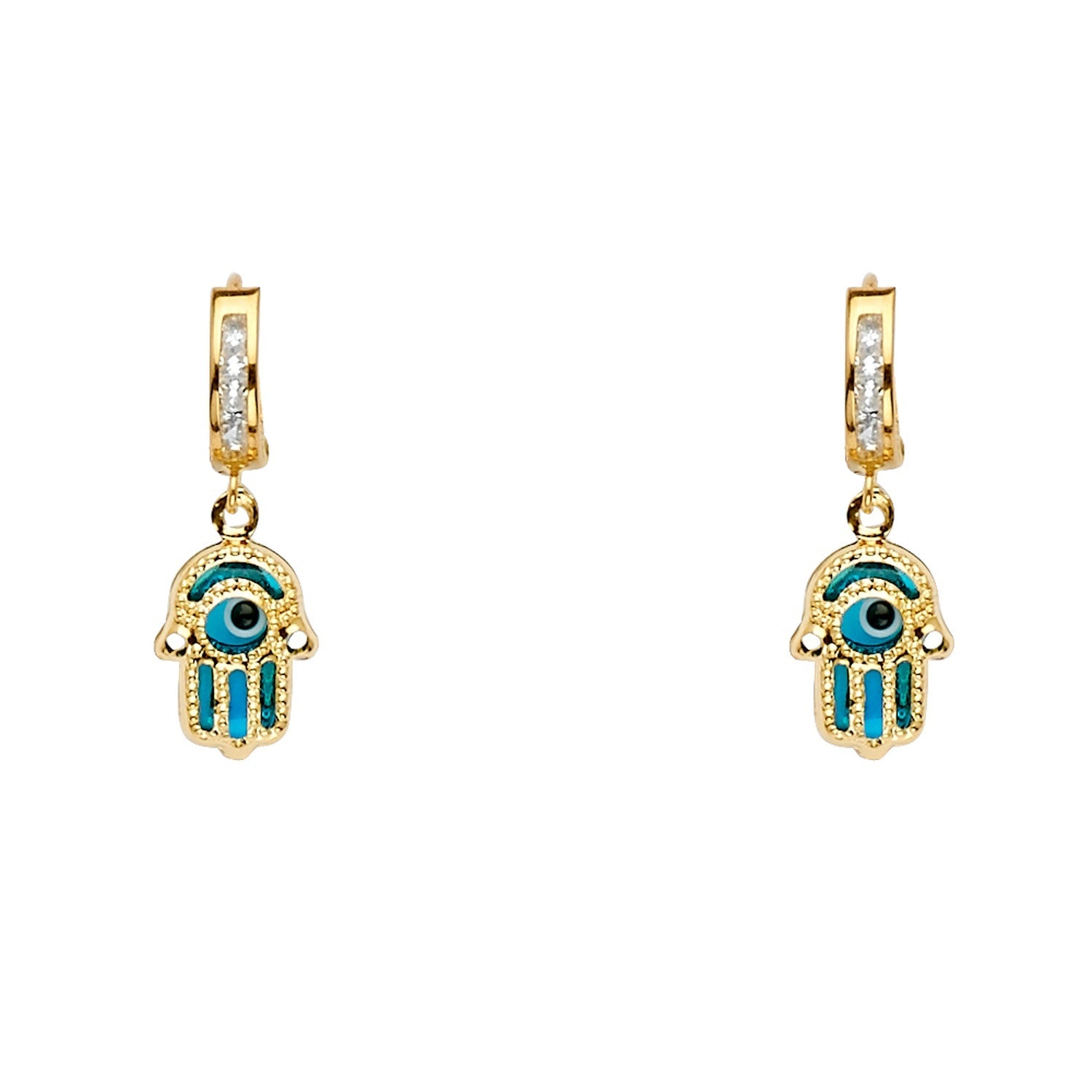14KY Hamsa Dangle Huggies Earring