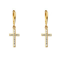 14KY CZ Channel Set Cross Dangle Earring