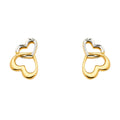 14K 2T 2Heart Earring w/Push Back