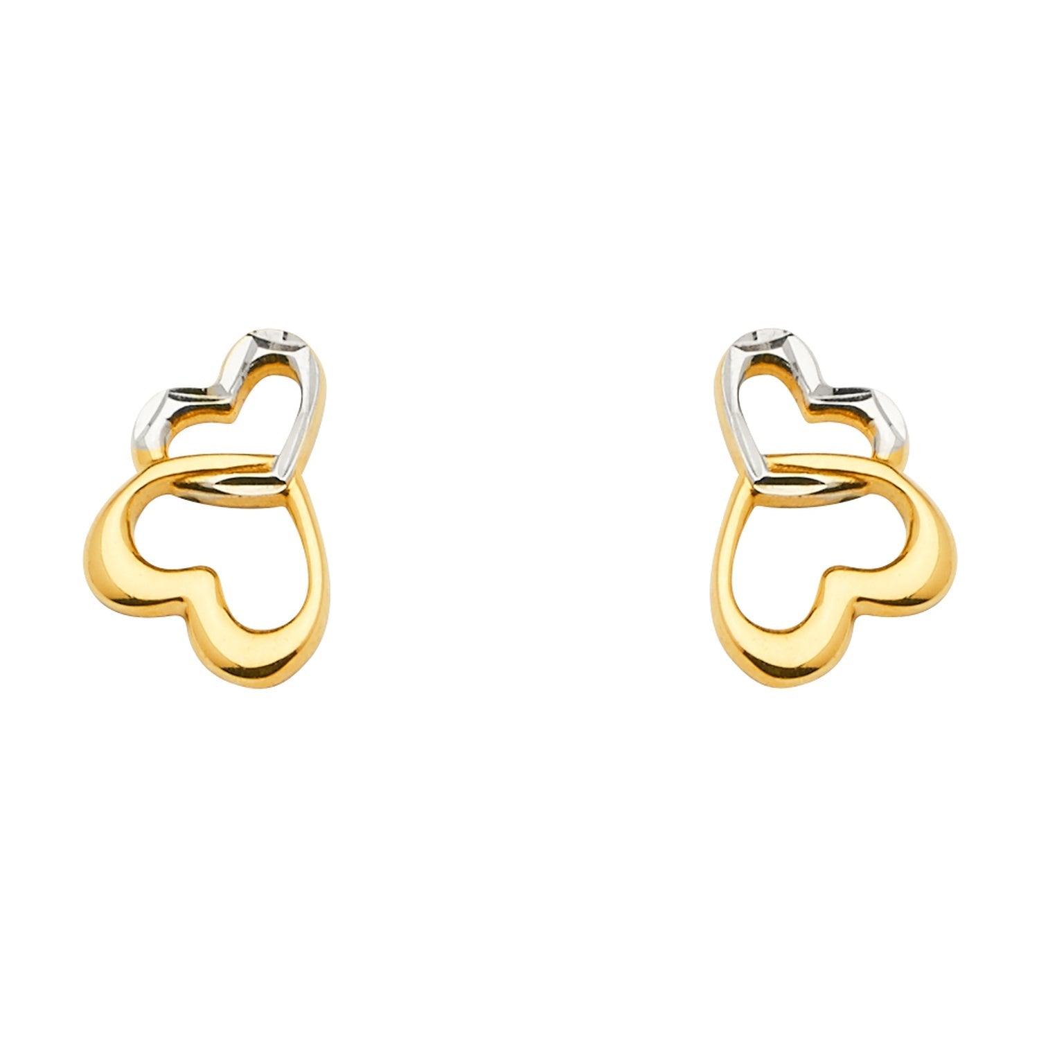 14K 2T 2Heart Earring w/Push Back