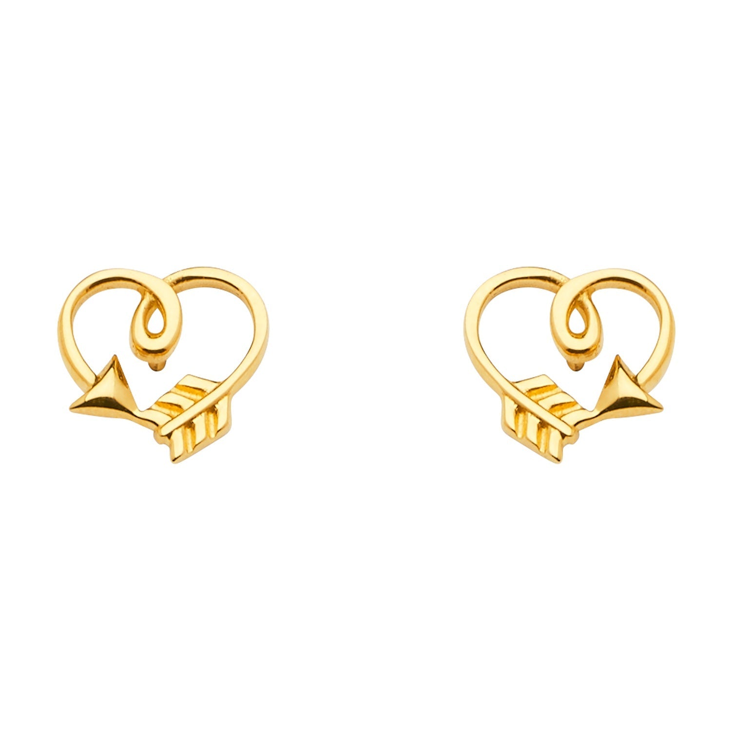 14KY Arrow Heart Earring w/Push Back