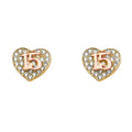 14K 2T 15Years CZ Heart Earring w/Push Back
