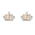 14KW 15Years CZ Crown Earring w/Push Back