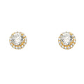 14KY Solitare Halo Round CZ Ear w/P-Back