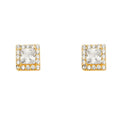 14KY Solitare Halo Square CZ Ear w/P-Back