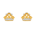 14K 2T CZ Crown Earring w/Push Back