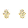 14KY CZ Hamsa Earring w/Push Back