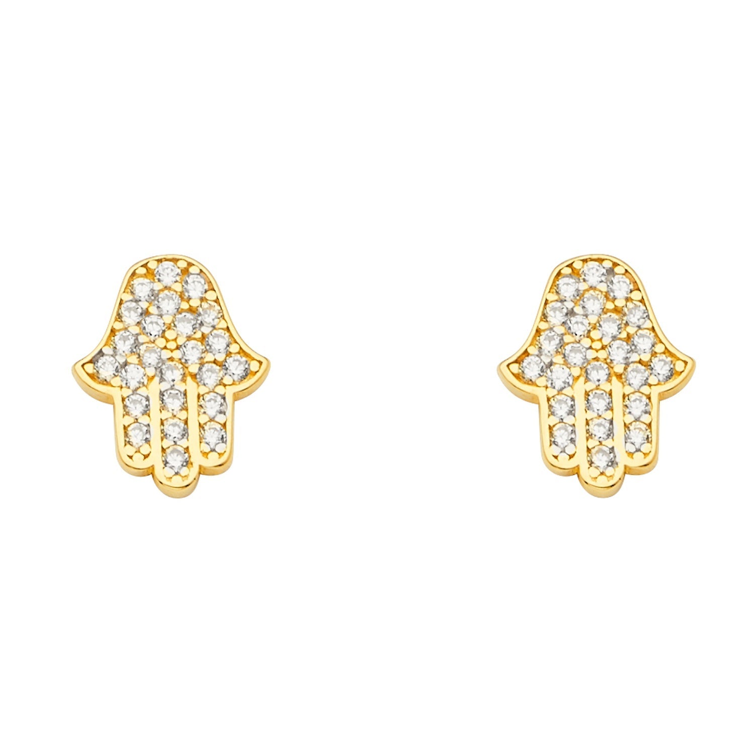 14KY CZ Hamsa Earring w/Push Back