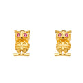 14KY CZ Owl Earring w/Push Back
