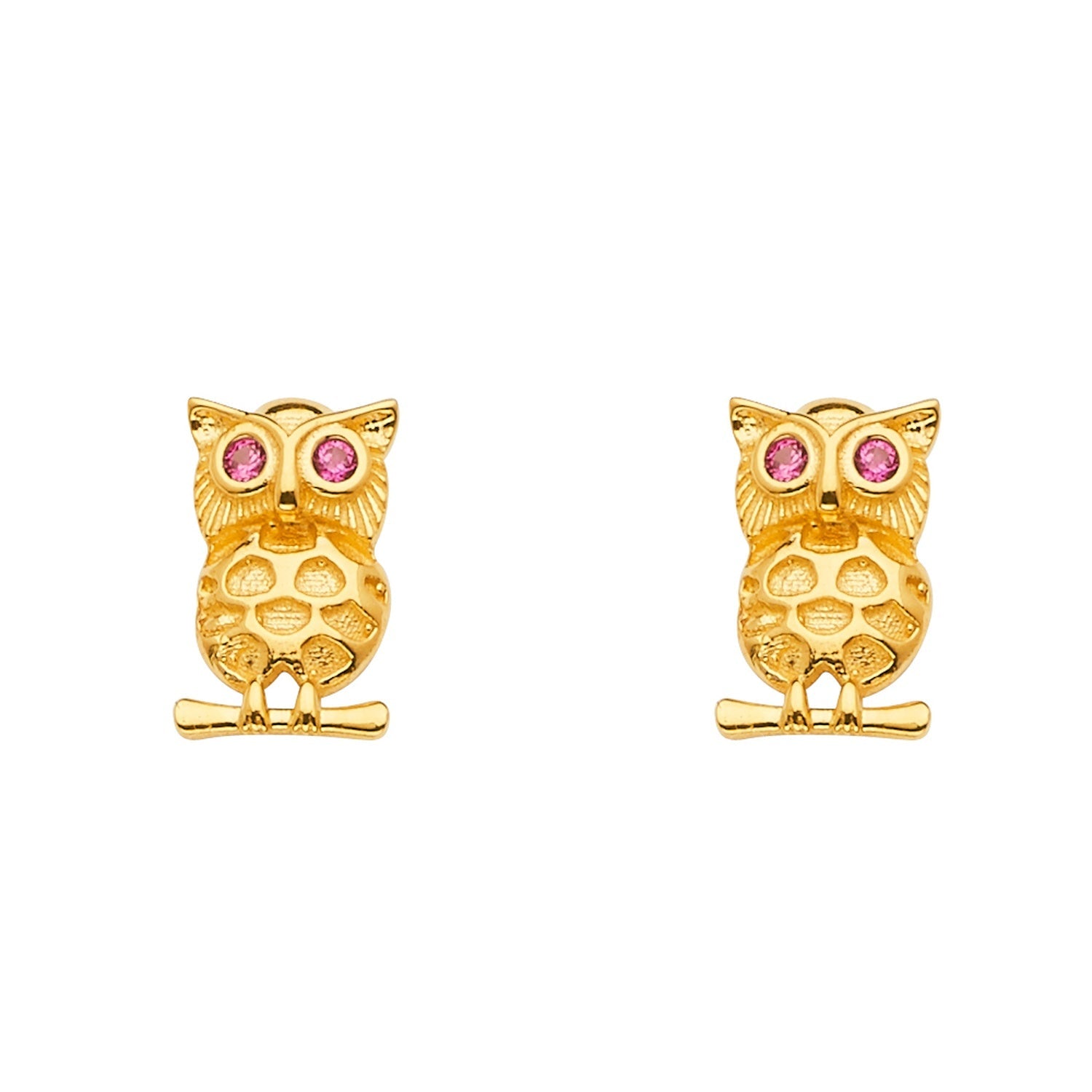 14KY CZ Owl Earring w/Push Back