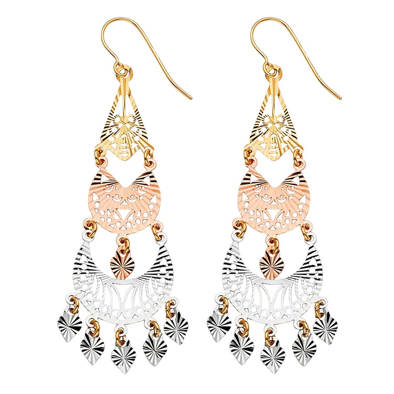 14K 3C Filigree Chandelier Earring
