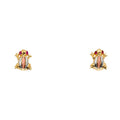 14K 3Color CZ Frog Earring / Set
