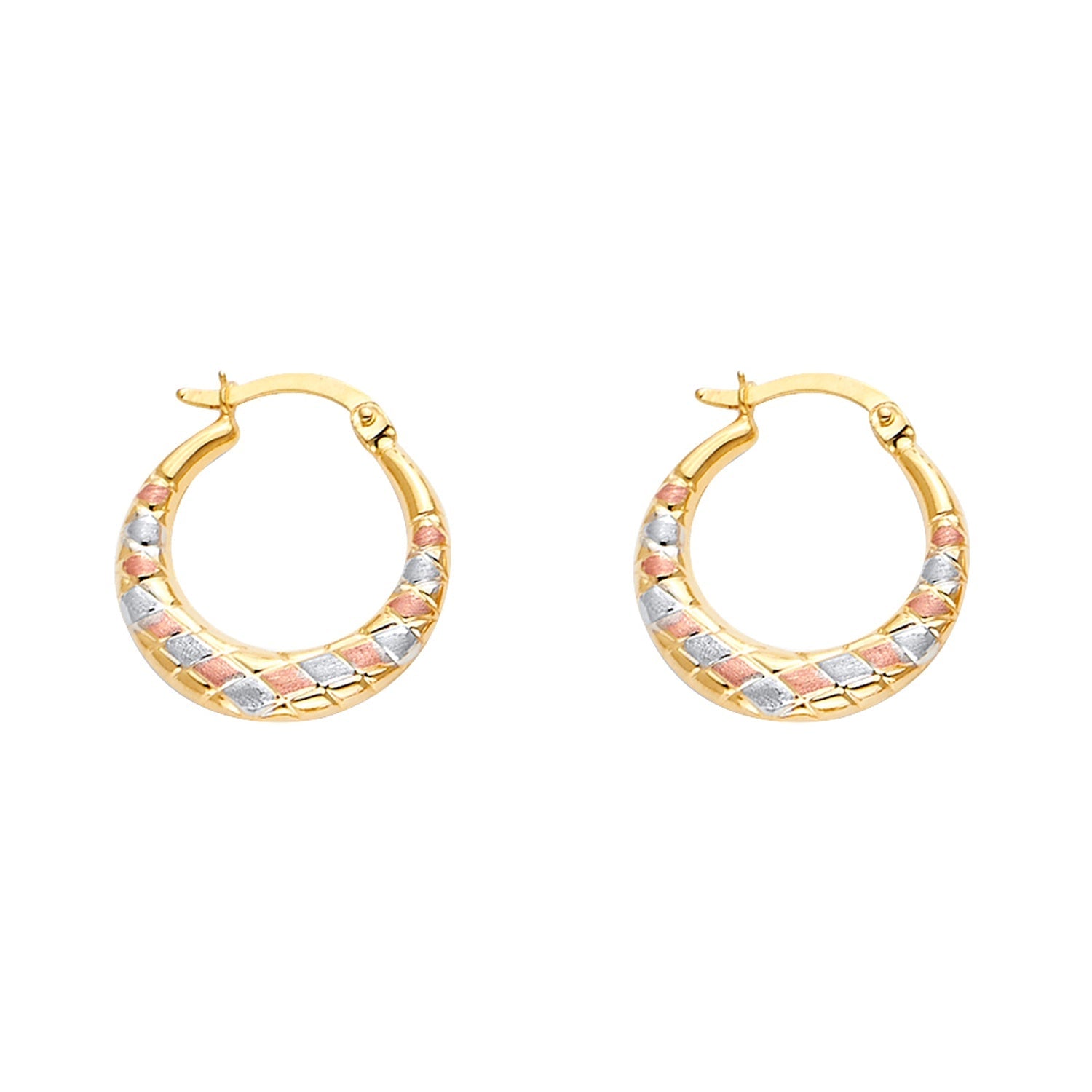 14K 3C Double Face X Design Hollow Earring