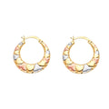 14K 3C Double Face Heart Design Hollow Earring