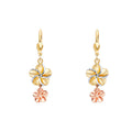 14K 3C Hawaiian flower Lever Back Earring