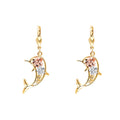 14K 3C Hawaiian flower Dolphin Lever Back Ear