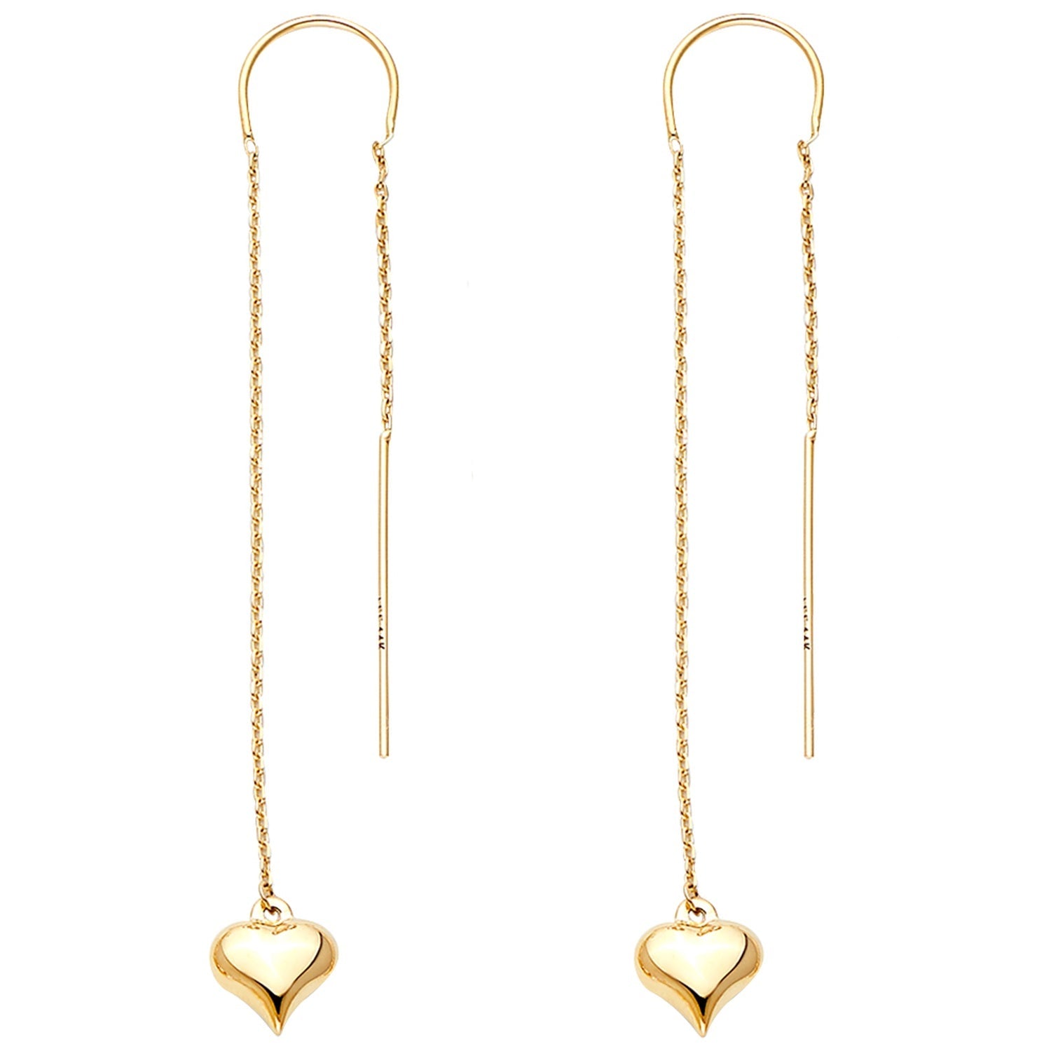 14KY Double Lines Chain Heart Earring