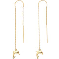 14KY Double Lines Chain Dolphin Earring