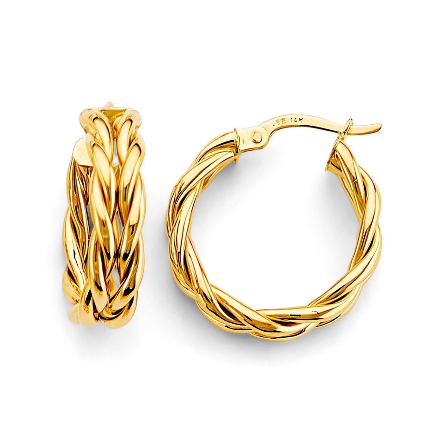 14KY Fancy Braided Hoop Earring