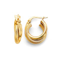 14KY 2Line Crossed Hoop Earring