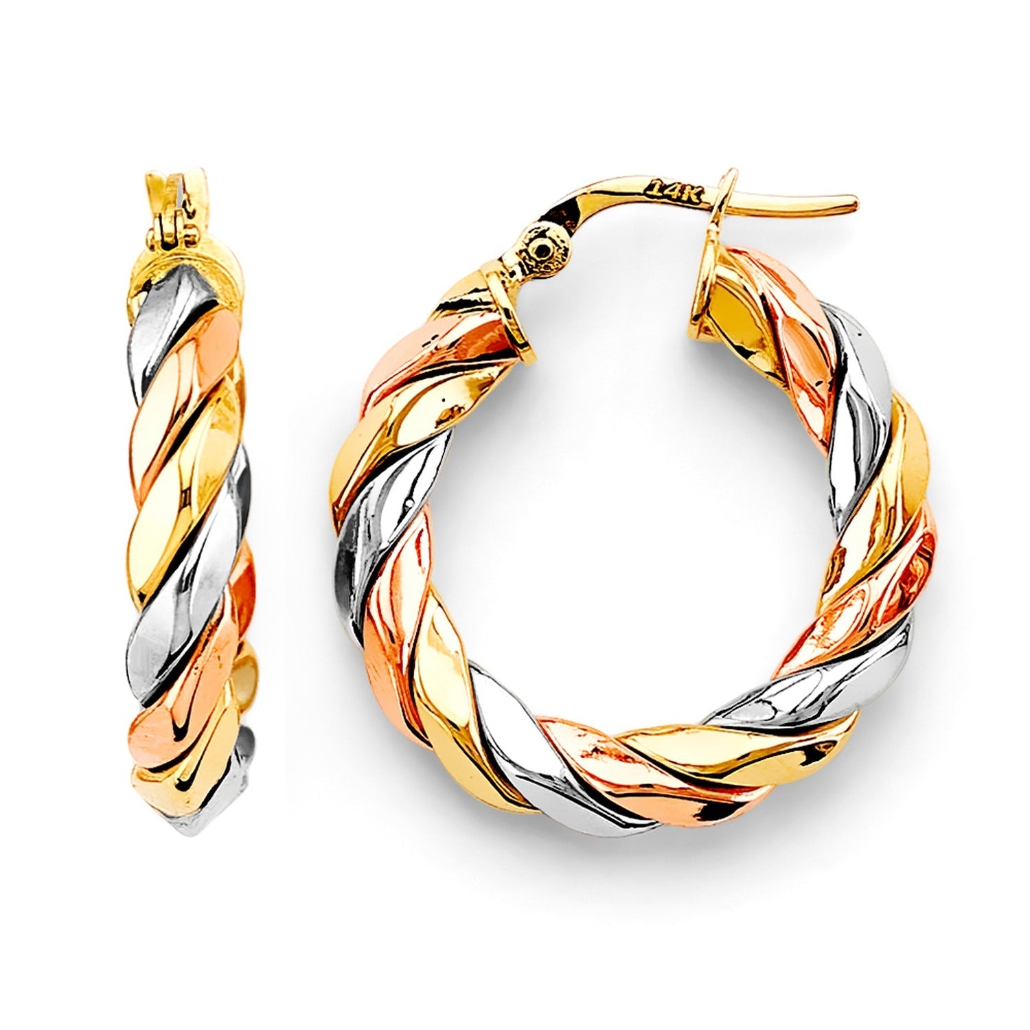 14K 3C Braided Hoop Earring