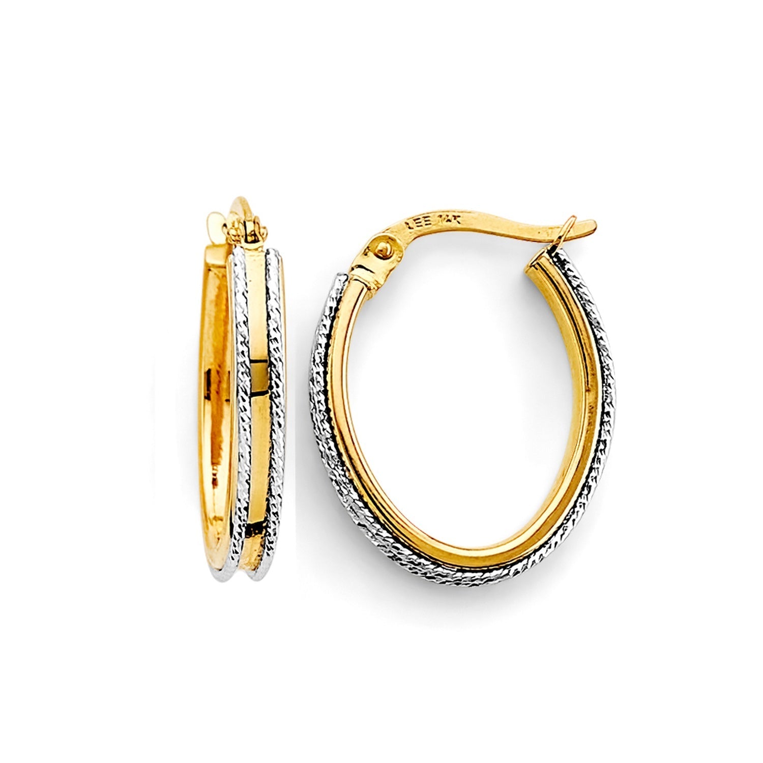 14K 2T Sparkling Hoop Earring