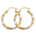 14K 3C Bamboo Style Hoop Earring