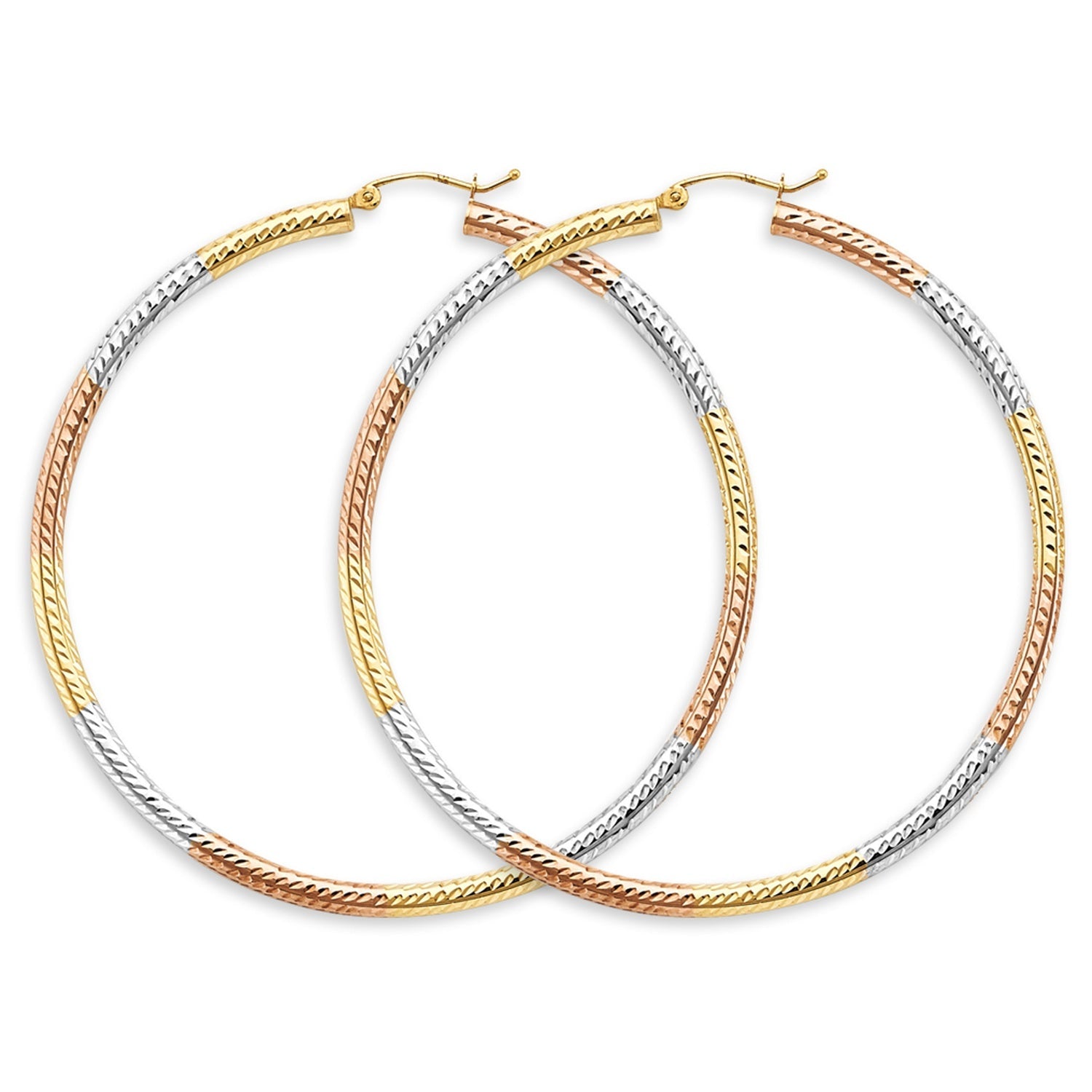 14K 3C 3mm Tube D.C. Hoop Earring