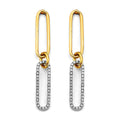 14K 2T CZ Paperclip Earring (w/ pushback)
