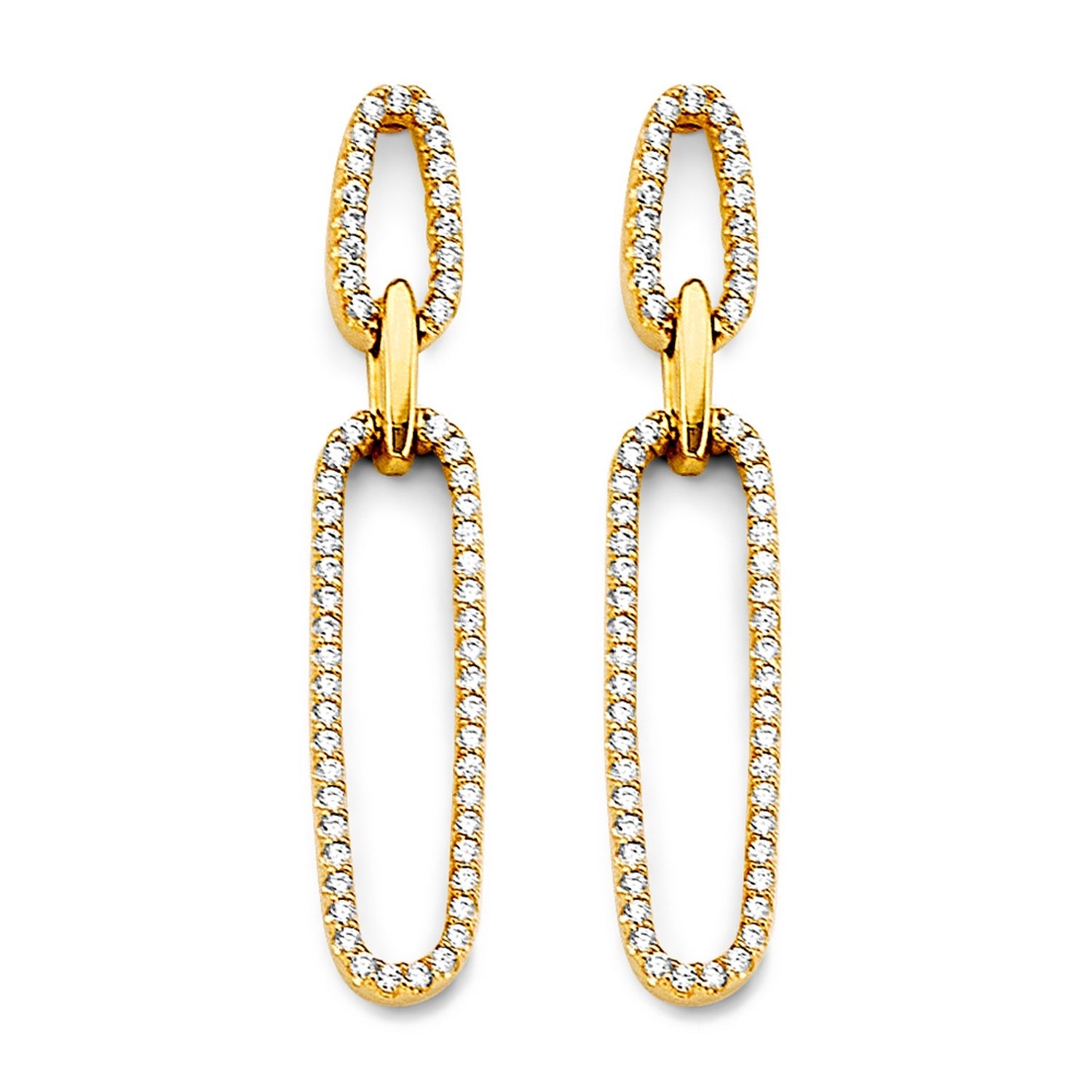 14KY CZ Paperclip Earring (w/ pushback)