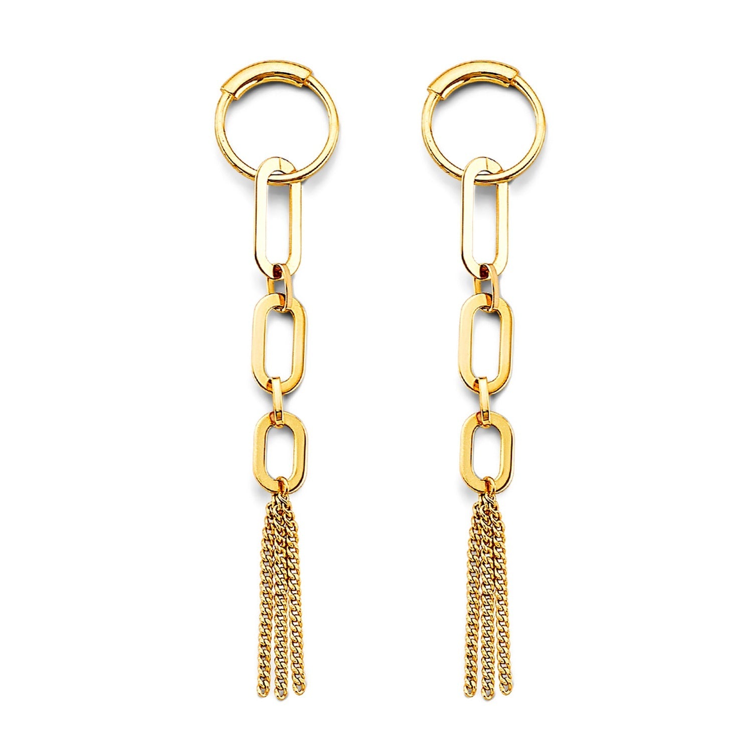 14KY Paperclip Hanging Chain Earring