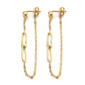 14KY CZ Paperclip Hanging Chain Earring