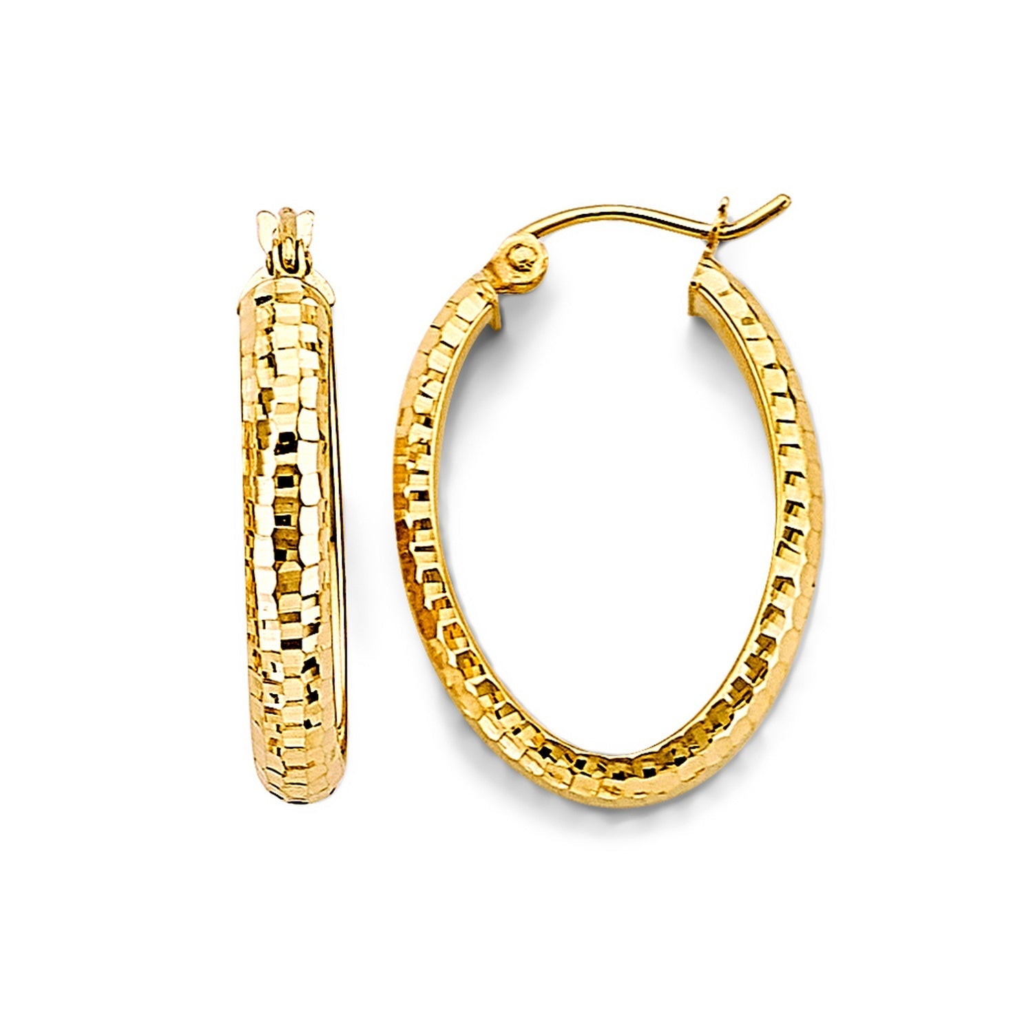 14KY Oval D.C. Hoop Earring