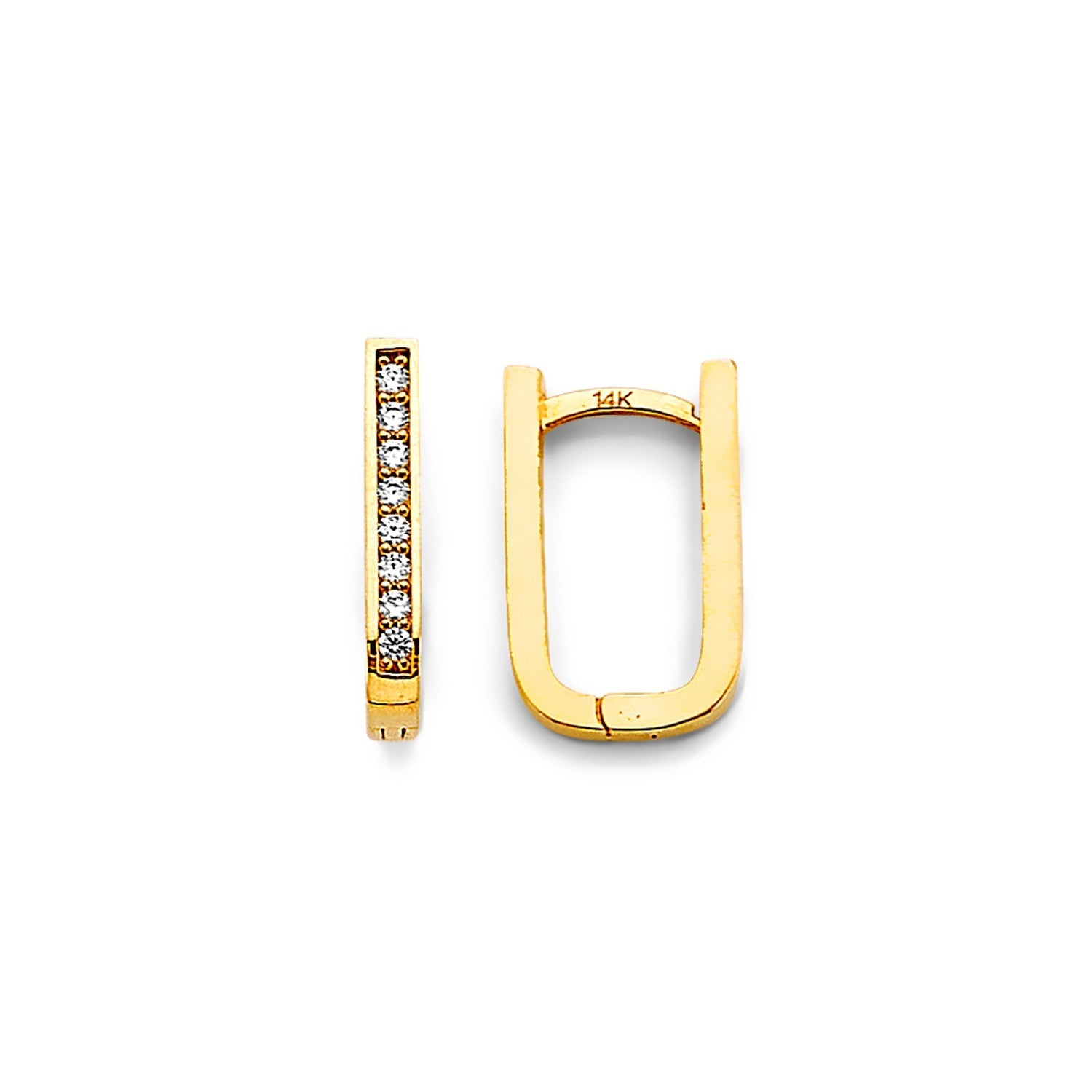 14KY CZ Paperclip Huggies Earring