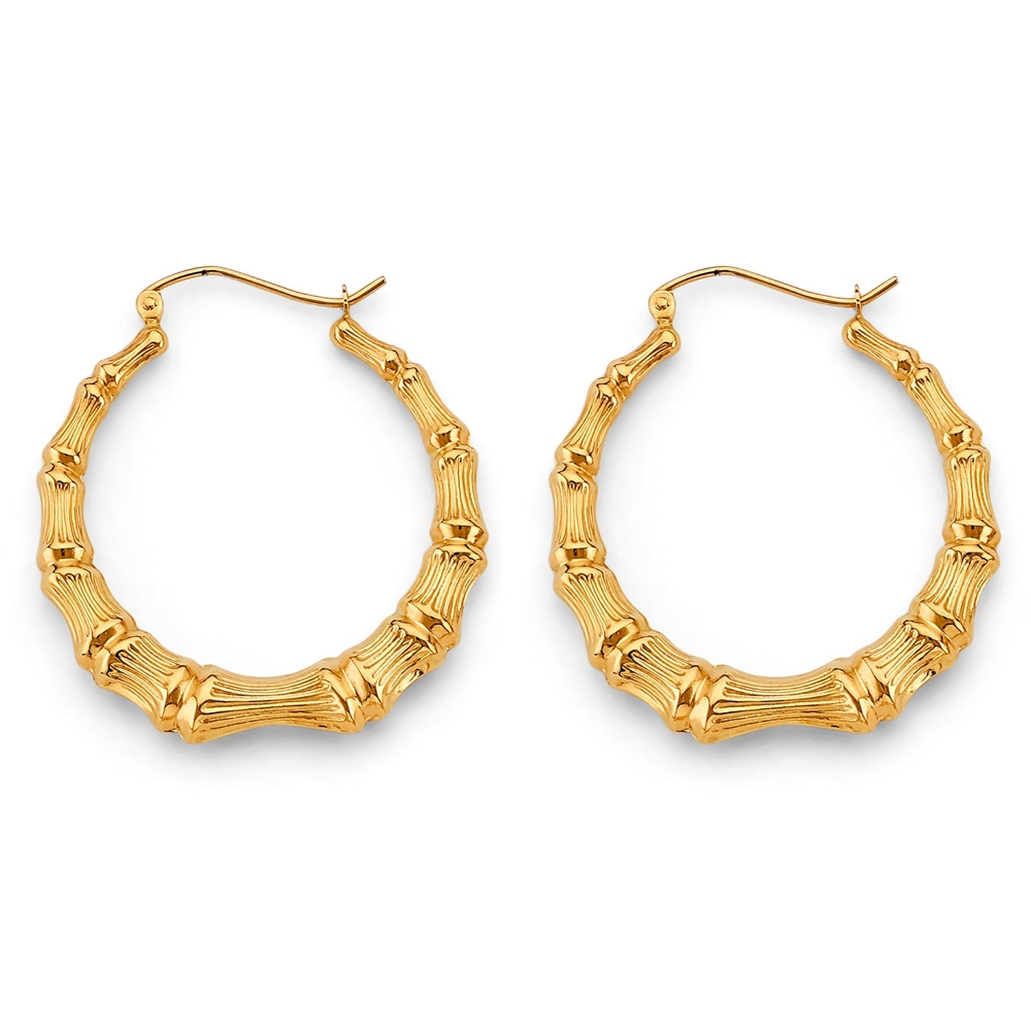 14KY Bamboo Hollow Hoop Earring