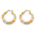 14K 3C Bamboo Hollow Hoop Earring