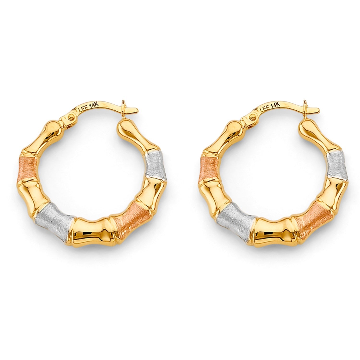 14K 3C Bamboo Hollow Hoop Earring