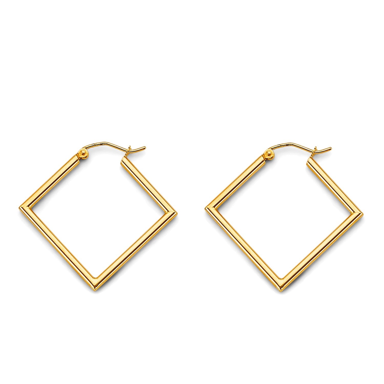 14KY Tube Square Polish Hoop Earring