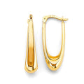 14KY Polish Teardrop Hollow Hoop Earring