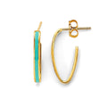 14KY Enamel Open Oval Hoop Earring