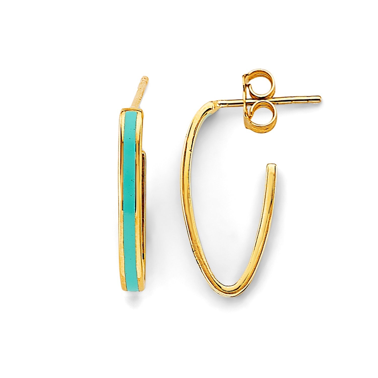 14KY Enamel Open Oval Hoop Earring