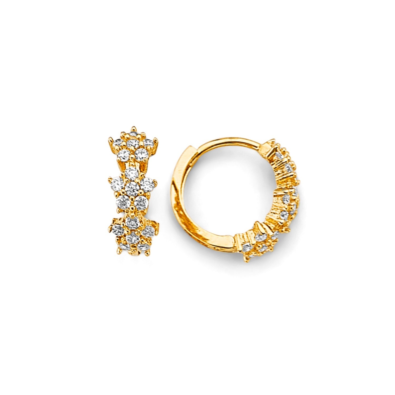 14KY Flower CZ Huggies