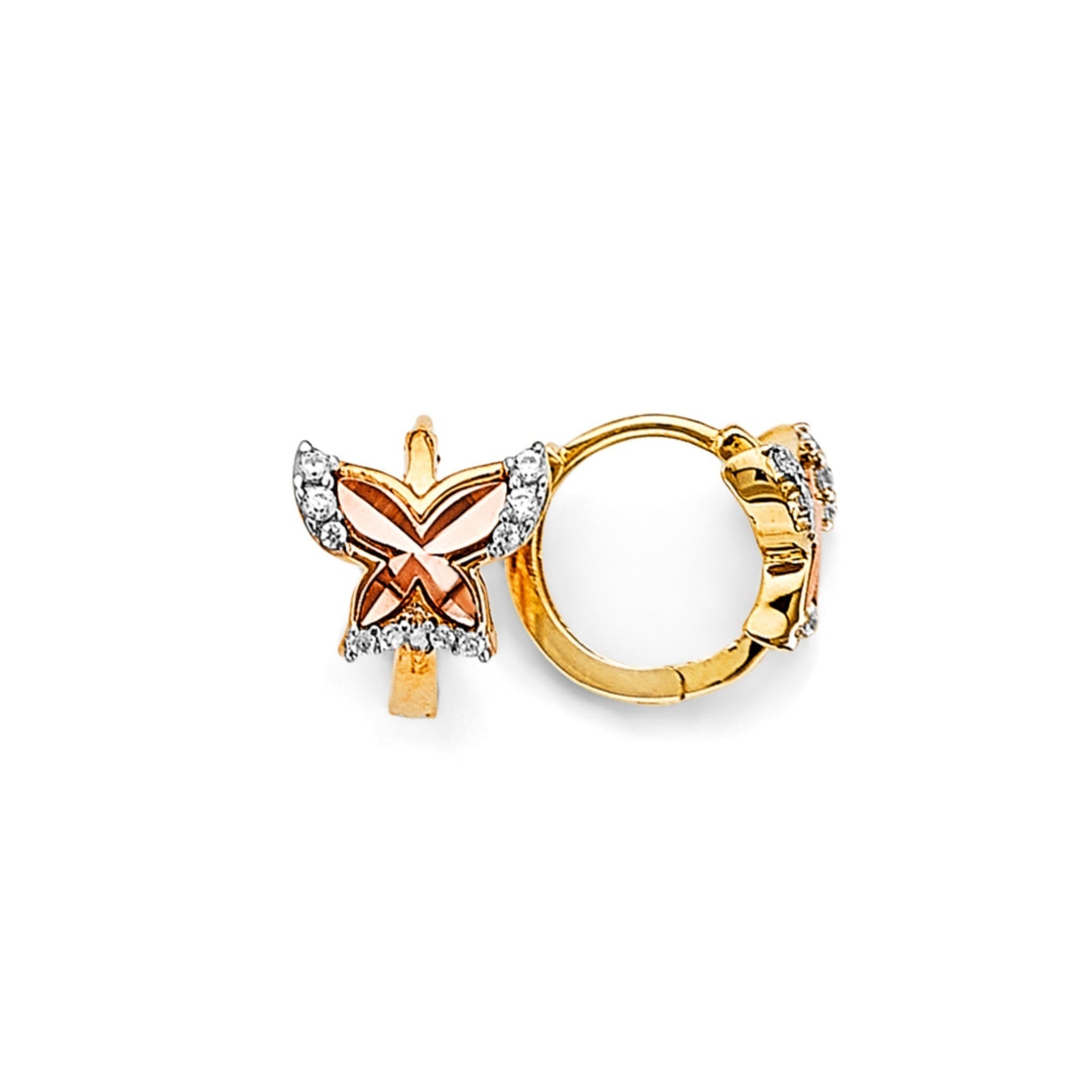 14K 2C Butterfly CZ Huggies